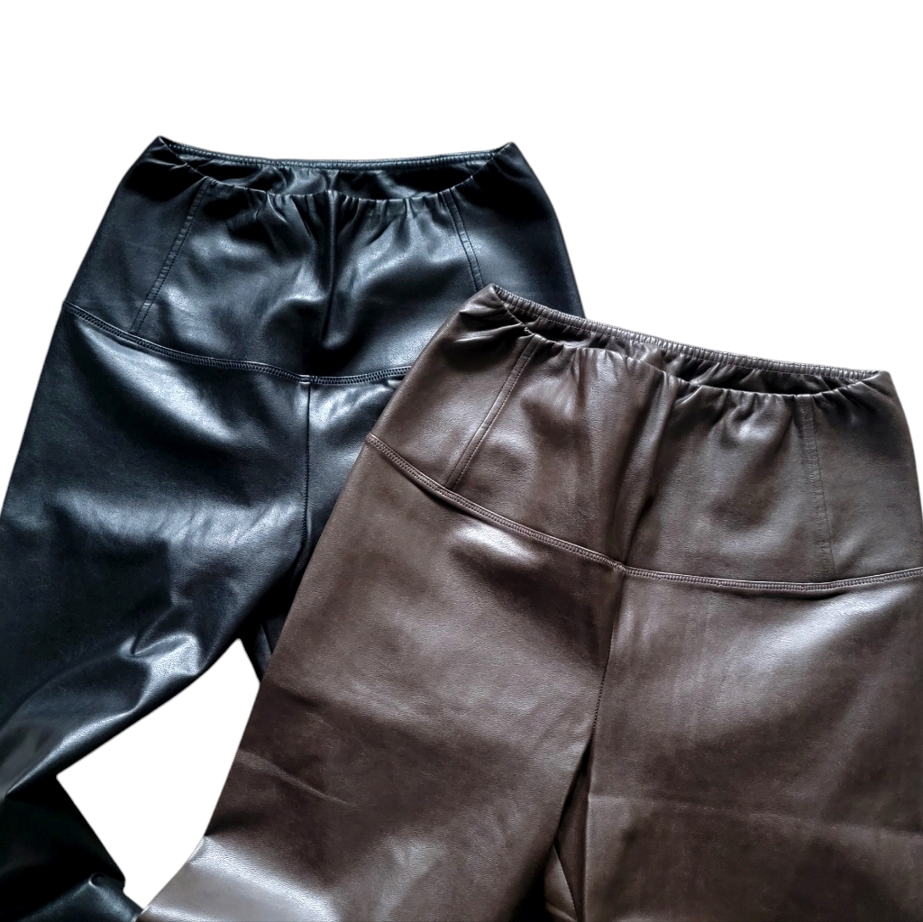 Bundle Of 2 Aritzia Wilfred Free Tall Vegan Faux Leather Leggings Black Brown